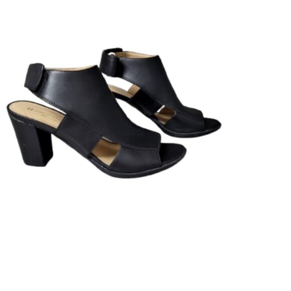 7.5 Naturalizer N5 Lucky Block Heel Comfort Dress Sandals Black